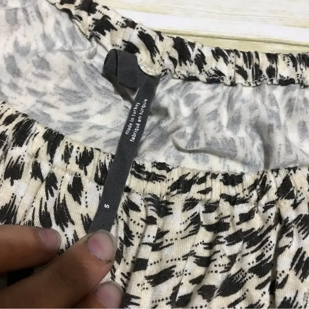 By Anthropologie Cascais Animal Print Off Shoulder Balloon Sleeve Top Size Small